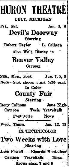 Huron Theatre - Old Ad From James Thompson